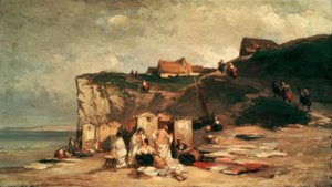 ディエップIIIで海沿いの女性の入浴 作： Carl Spitzweg