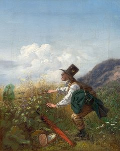 バタフライキャッチャー（植物学者）。 1837年頃 作： Carl Spitzweg