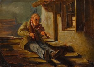 角屋根のバイオリニスト 作： Carl Spitzweg