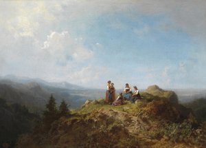 山の牧草地のDirndls 作： Carl Spitzweg