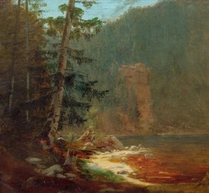 レングリース近くの小川のある岩の峡谷 作： Carl Spitzweg