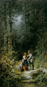 森の噴水でハンターと酪農家 作： Carl Spitzweg