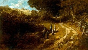 ダッハウ近くの教会に行く 作： Carl Spitzweg