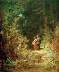 森の中の愛情のあるカップル 作： Carl Spitzweg