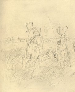19世紀半ばから後半の日曜日の散歩、c1924。 作： Carl Spitzweg