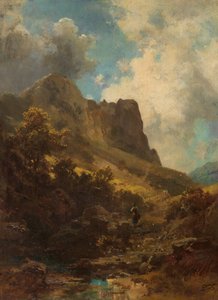 酪農家のいる谷峡谷、c. 1875年。 作： Carl Spitzweg