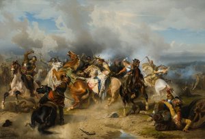 1855年のリュッツェンの戦いでのグスタフ2世王スウェーデンのアドルフの死