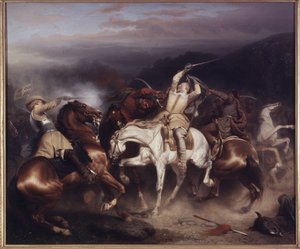 大王」または「北のライオン」として知られるスウェーデン王グスタフ2世アドルフ、トルシャナの戦い（またはホニグフェルデの戦いまたはシュトゥムの戦い）にて 1629年6月 - スウェーデン王グスタフ2世アドルフ（1594-1632）、シュトゥムにて Wahlbom, Carl (1810-1858) によるものです。油彩・キャンバス 作： Carl Wahlbom