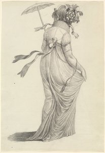 後ろから見たファッショナブルな若い女性 作： Carl Wilhelm Kolbe