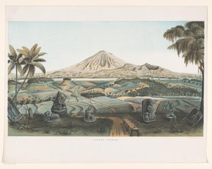 Java での火山サミング Gunong Sumbing (オブジェクトのタイトル) Atlas to work Java (オブジェクトに関するシリーズ タイトル) Java という作品に属する 11 の絵のように美しい景色を含むプレートのアトラス、その外観、植生、および内部構造 (シリーズ タイトル 作： Carl Wilhelm Mieling (possibly)