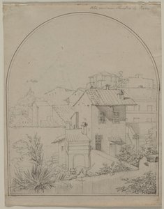 ローマの私の窓からの眺め reto Soldier in a Landscape verso, c. 1817年。 作： Carl Wilhelm Tischbein