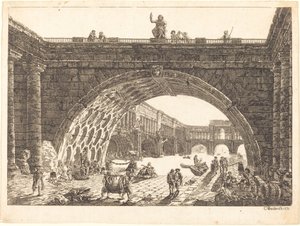 記念碑的な港の建築ファンタジー 作： Carl Wilhelm Weisbrod after Hubert Robert