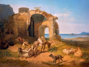ビザンチン教会の廃墟のある風景 作： Carl Wilhelm von Heideck