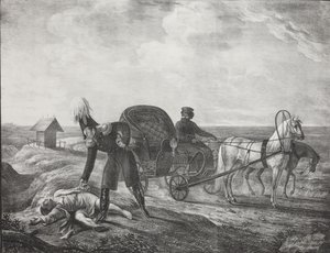 皇帝アレクサンドル1世は1820年に貧しい人を助けました。 作： Carl von Hampeln
