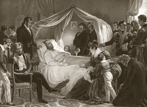 死の床に立つナポレオン、1821 年 5 月 5 日、パブ。 彫刻。