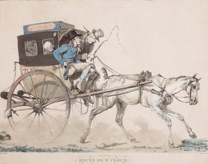 Saint-Cloud の道路上のカブリオレ Coucou (彫刻) 作： Carle (after) Vernet