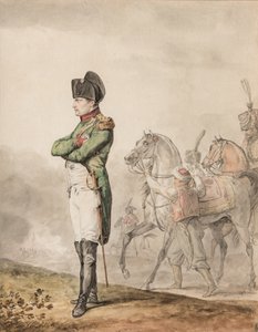 皇帝ナポレオン・ボナパルト1世（1769-1821）、アウステルリッツにて（鉛筆と水彩に白を加えたもの） 作： Carle (attr. to) Vernet