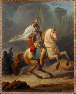 Cavalier en armure ten un drapeau - 旗を運ぶ鎧の騎士... 作： カール・ヴェルネ