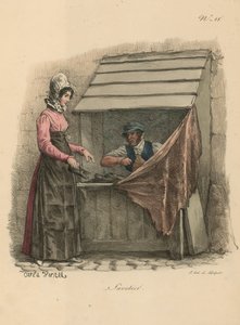 屋台の後ろに座っているコブラー 作： Carle Vernet