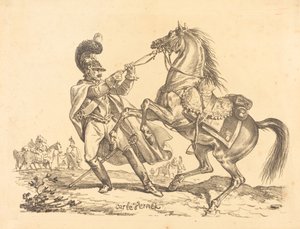 飼育馬を抑えるキュイラシエ 作： Carle Vernet