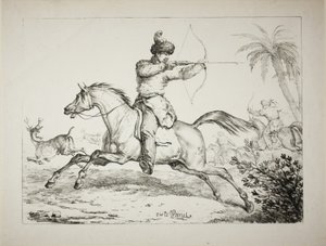 鹿を狩るカルムークの射手 作： Carle Vernet