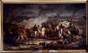 ナポレオン戦争：「1805年2月12日アウステルリッツの戦いでの皇帝ナポレオン1世（1769-1821）」。アントワーヌ・ヴェルネ（1758-1836）による絵画 1805年 ボワシー・サン・レジェーシャトー・ドゥ・グロスボア