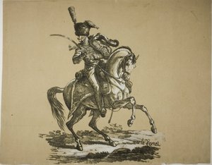 ロイヤル ガード、ハサードと馬に乗った、No. 6 作： Carle Vernet