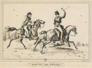 日常生活のシーン、道路と小道：メールルート...、1817年。 作： Carle Vernet