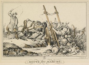 日常生活の風景、道と小道: Road to Market 作： Carle Vernet