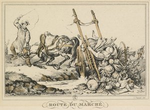 日常生活のシーン、道路と小道：市場への道、1819。 作： Carle Vernet