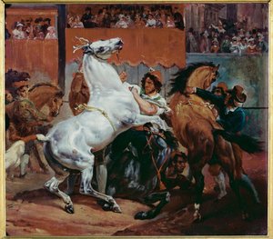 競馬の始まり（キャンバスに油彩）