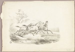 走る3頭の馬 作： Carle Vernet