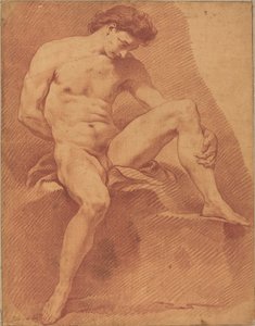 座っている男性のヌード 作： Carle van Loo