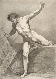 アカデミー：厚板に寄りかかっている歩き回る男、1742-43。 作： Carle van Loo
