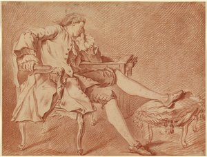 椅子でくつろぐ紳士 作： Carle van Loo