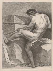 ロープを引っ張る男、足を引き締める 作： Carle van Loo