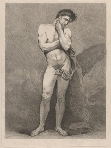 物思いにふけるポーズで立っている男 作： Carle van Loo
