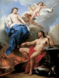 バルカンにアエネアスの武器を作るように要求する金星（キャンバスに油彩） 作： Carle van Loo