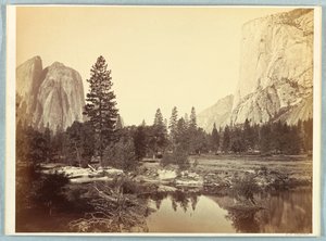 ダウン ザ バレー、エル キャピタン、カセドラル ロックス 作： Carleton E. Watkins