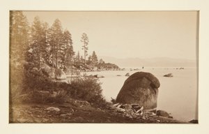 4 つの鉄道シーンとタホ湖の 4 つのビュー: アーティスト ポイントからのタホ湖 作： Carleton E. Watkins