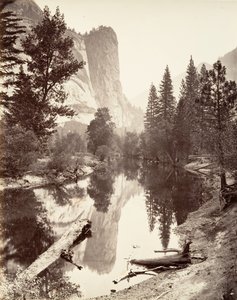 ワシントン タワー、ヨセミテ、カリフォルニア州。 1872年、約印刷。 1876年。 作： Carleton E. Watkins.