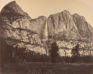 2637フィート。 ヨセミテの滝、正面図、1861 年。 作： Carleton Emmons Watkins