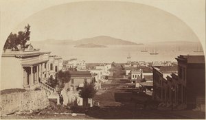 アルカトラズ島とサンフランシスコ湾、北方向、1880年代（写真） 作： カールトン・エモンズ・ワトキンス
