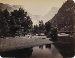 ドームの遠景、カリフォルニア州ヨセミテバレー、1866年頃（卵白印刷） 作： Carleton E. Watkins