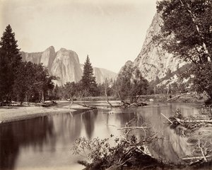 ヨセミテ渓谷を見下ろす, ca. 1872年、約印刷。 1876年。 作： Carleton Emmons Watkins
