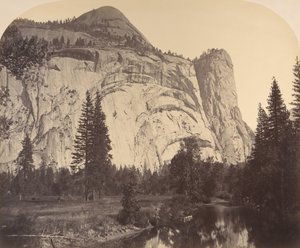 左のノース ドーム - ロイヤル アーチ - ワシントン コラム、1861 年、ヨセミテ。 作： Carleton Emmons Watkins