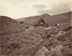 Sutro Tunnel Shaft No. 3、1875 年、約 20 年頃に印刷 1876年。 作： Carleton Emmons Watkins