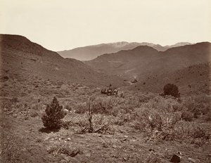 Sutro トンネルのバージニア市への道、1875 年、約 20 年頃印刷。 1876年。 作： Carleton Emmons Watkins