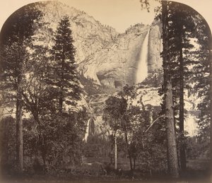 ヨセミテの滝。 ダウン・ザ・バレー。 2637 フィート、1861 年。 作： Carleton Emmons Watkins