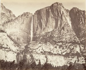 ヨセミテ滝、標高 2,634 フィート、カリフォルニア州。 1872年、約印刷。 1876年。 作： Carleton Emmons Watkins